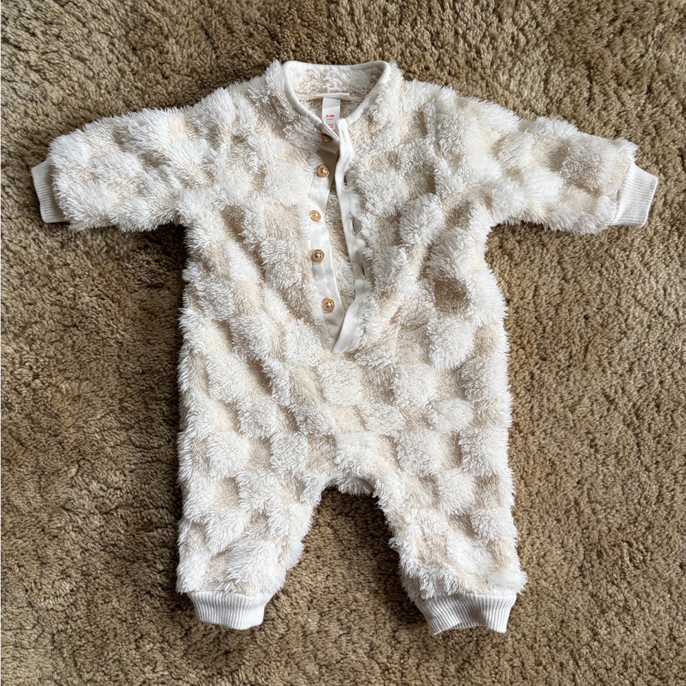 Cat & Jack Cream Fuzzy Baby Jumpsuit